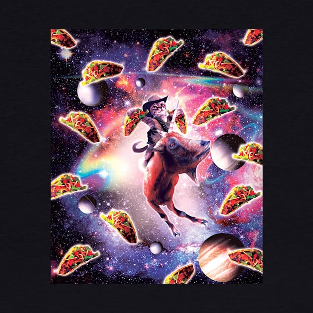 Cowboy Space Cat On Goat Unicorn - Taco by Random Galaxy